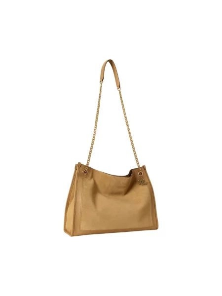 Lauren Ralph Lauren torebka shopper zamszowa beżowa