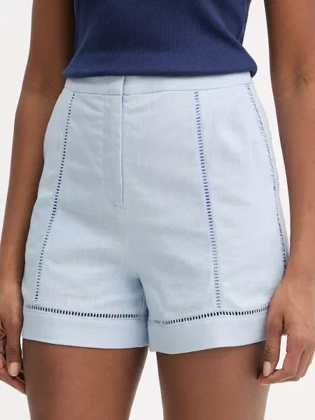 Karl Lagerfeld szorty z dodatkiem lnu niebieskie