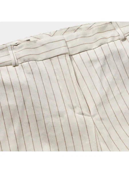 Lniane spodnie Brooks Brothers w paski białe