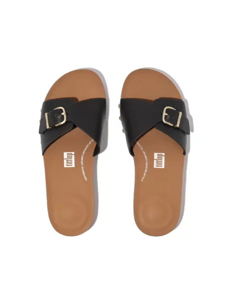 Kožené šľapky Fitflop s prackou hnedá