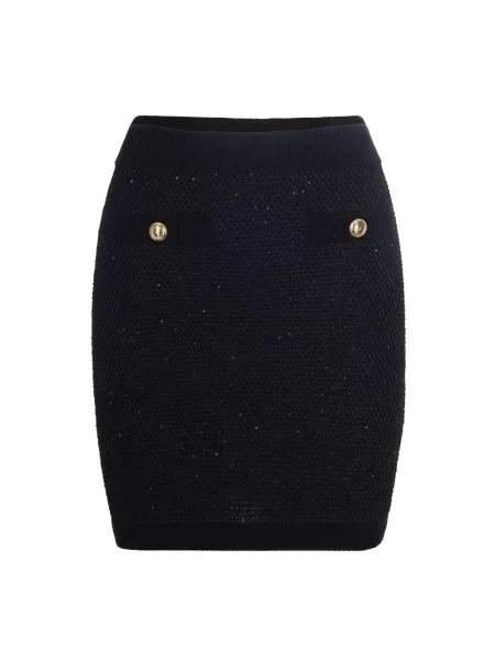 Osłona spódnica ołówkowa Elisabetta Franchi z cekinami wełniana czarna