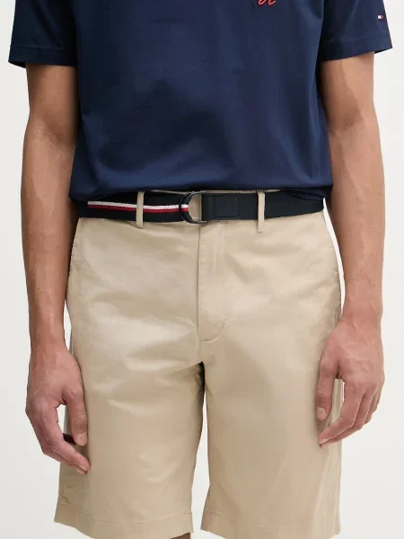 Cu centură pantaloni scurți Tommy Hilfiger bej