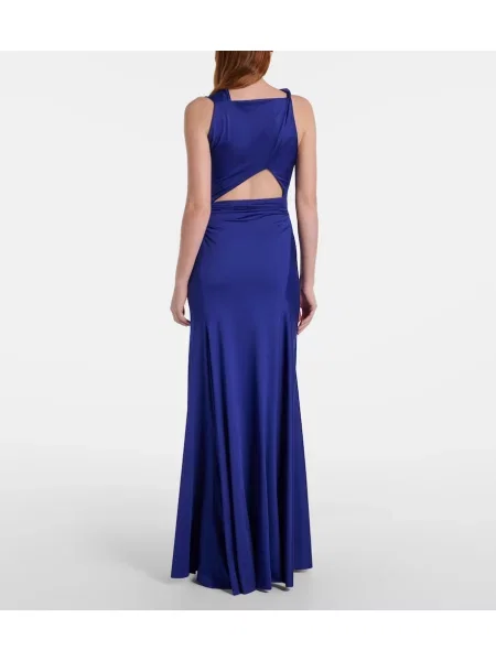 Rochie Victoria Beckham asimetrică drapată albastru
