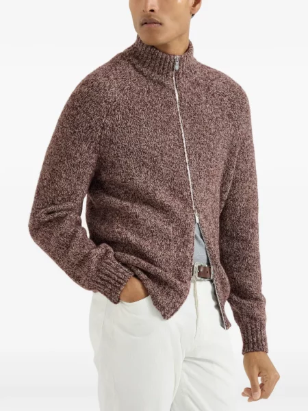 Cardigan Brunello Cucinelli de lână roșu