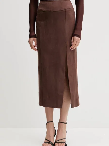 Bardot fustă midi drept maro