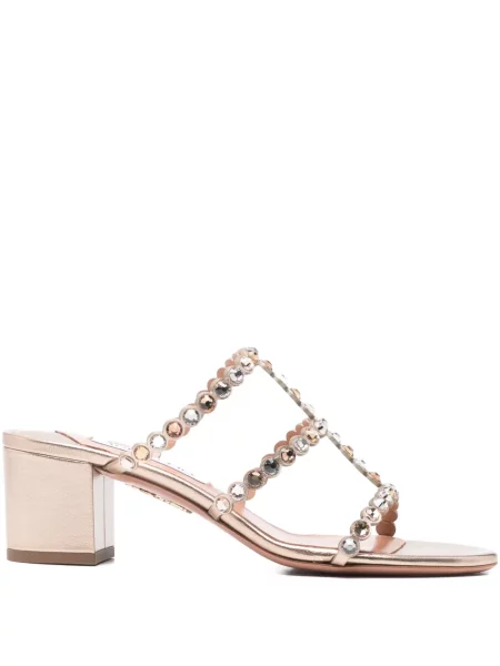 Sandale Aquazzura de cristal auriu