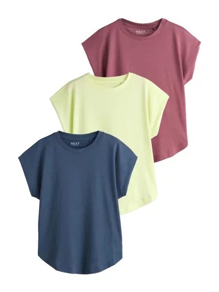 Next Tricou albastru închis / verde măr / burgundy roșu