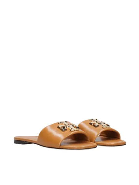Klapki Tory Burch skórzane brązowe
