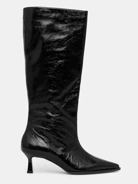 Кожаные сапоги Billi Bi на шпильке черные