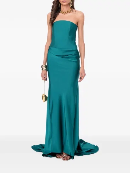 Rochie maxi Ana Radu drapată fără bretele verde