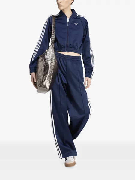 Decupat pantaloni scurți Adidas cu dungi cu autograf albastru