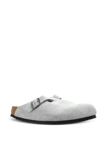 Saboți Birkenstock din piele de căprioară gri