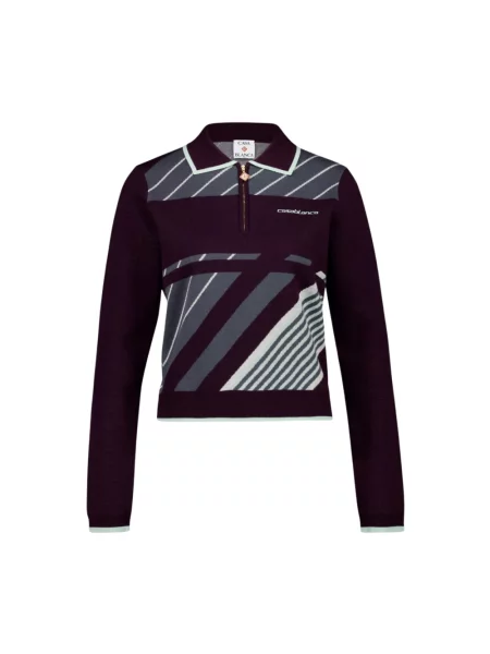 Sweter Casablanca wełniany z długim rękawem do tenisa fioletowy