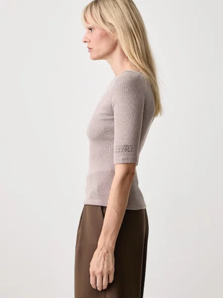 Gyapjú póló Mm6 Maison Margiela bézs