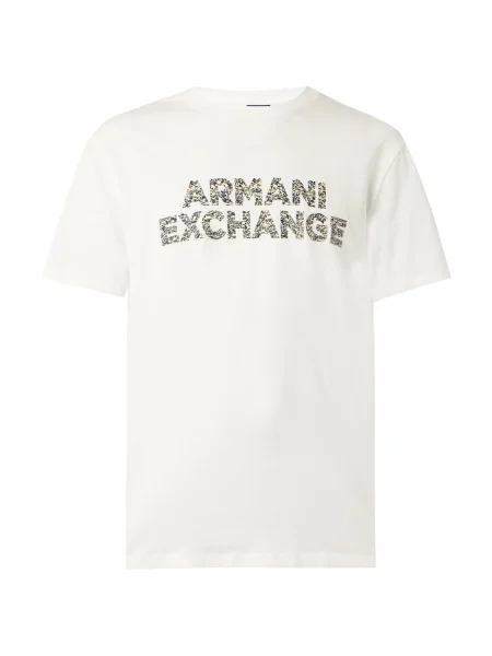 ARMANI EXCHANGE Tricou negru / murdar alb