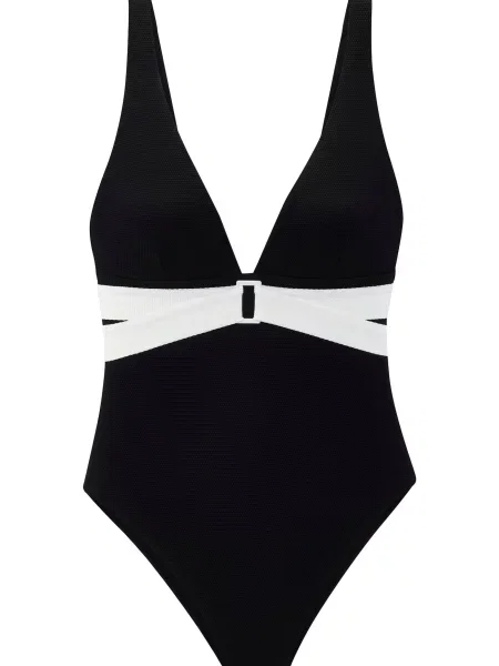 LASCANA Costum de baie întreg negru alb
