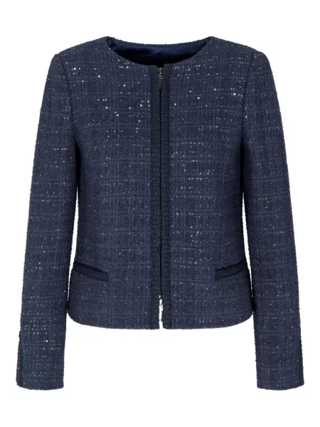 Geacă Emporio Armani cu paiete din tweed albastru