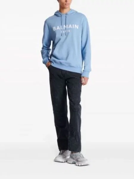 Mikina s kapucí Balmain s potiskem