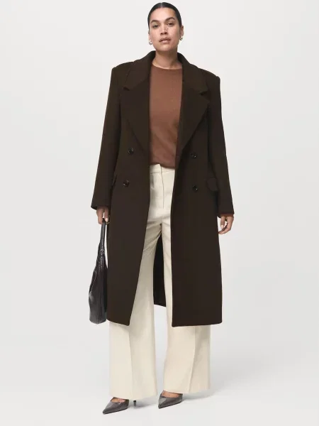 Пальто MANGO поліестер/вовна коричневий