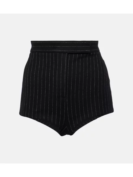 Pantaloni scurți Alex Perry cu talie înaltă cu dungi negru