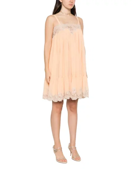 Rochie Chloé de mătase portocaliu