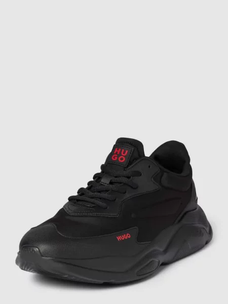 Sneakersy z nadrukiem z logo model ‘Leon’ Hugo czarne