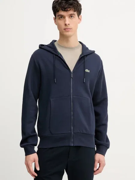 Суичър с качулка Lacoste с качулка тъмносиньо