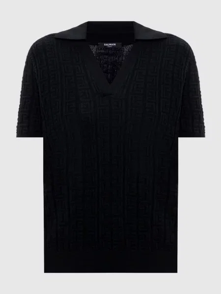 Шерстяное поло Balmain черное