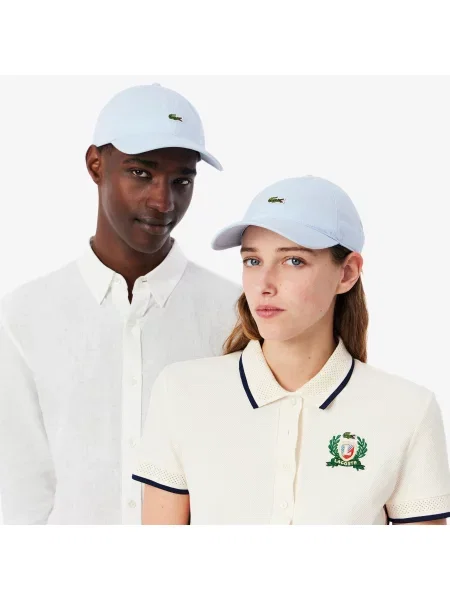 Lacoste Czapka Z Bawełnianego Diagonalu niebieska