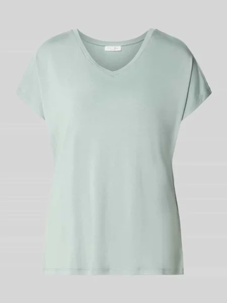 T-shirt z mieszanki i elastanu z dekoltem w serek Christian Berg Woman zielona