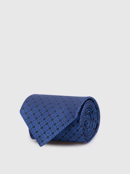 Краватка із шовку в брендовий візерунок Stefano Ricci синя
