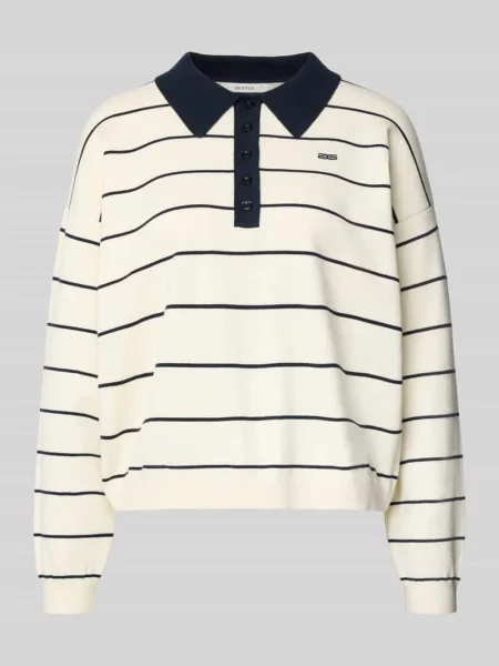 Sweter z dzianiny z kołnierzykiem polo model ‘taige’ Gestuz biały