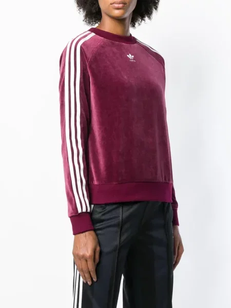 Talia bluza Adidas w paski z wysoką talią czerwona