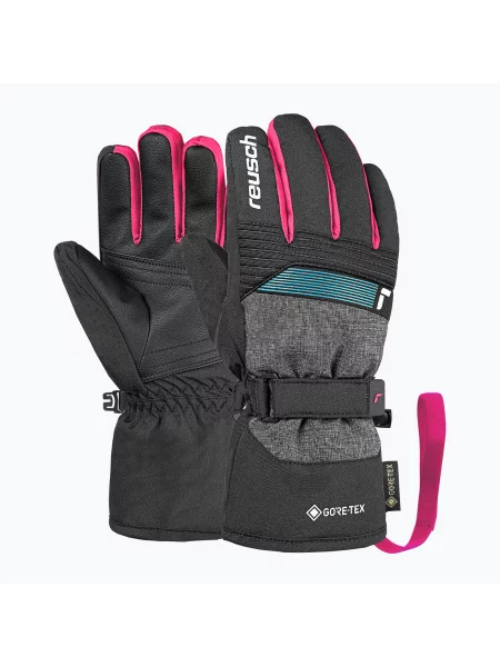 Mănuși de schi pentru copii Reusch Rocket GORE-TEX black/black melange/pink glo negru