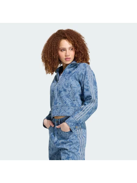 Adidas Džínsová bunda Liberty London Firebird Denim Tracktop modrá