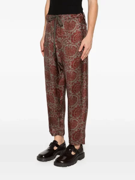 Květinové kalhoty Uma Wang s potiskem se stahovací šňůrkou