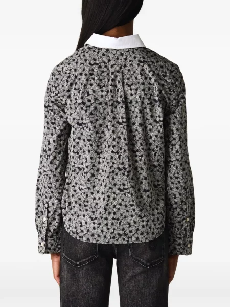 Gulerat cămașă R13 cu model floral cu imagine gri