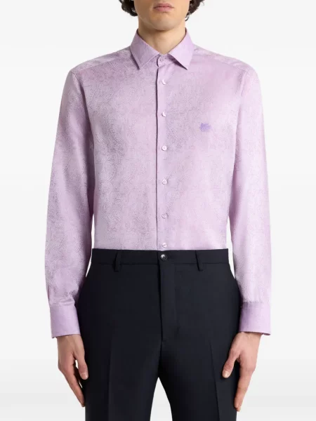 Πουκάμισο Etro με κέντημα paisley ζακάρ μωβ