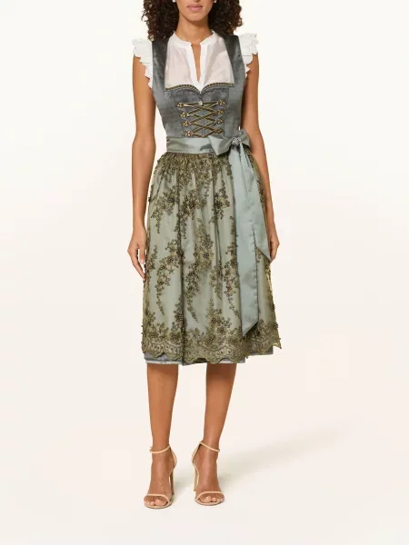 Krüger Bluzka Bawarska Eve Z Dziurkowanej Koronki Z Falbankami weiss biała