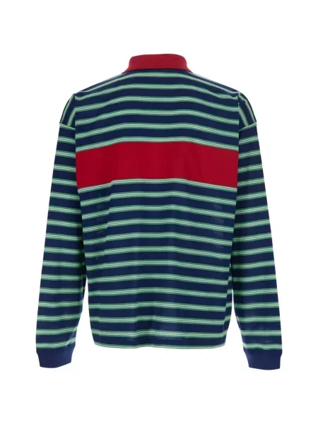 Lung tricou polo Versace cu autograf albastru