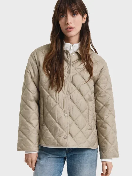 Стьобана з коміром куртка Gant бежева
