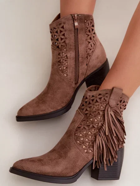 Kovbojské kotníkové boty Boto s třásněmi černé