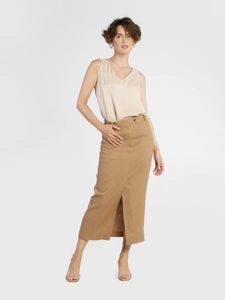 Arber Спідниця міді Льон бежевий