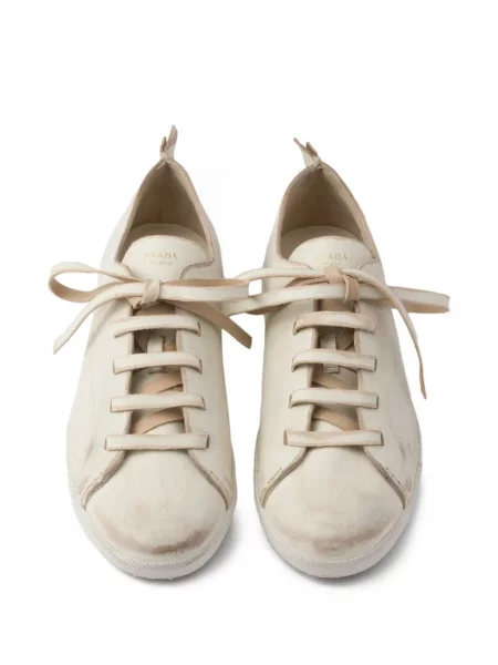 Sneakerși Prada cu șireturi din piele