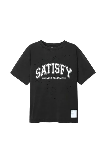 Тениска Satisfy с протрити краища черно
