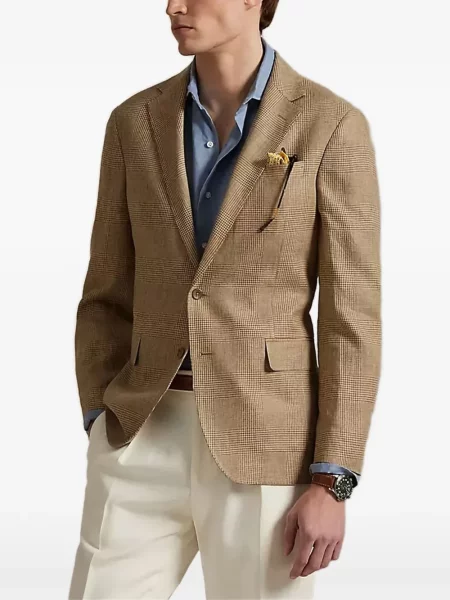Șosete Polo Ralph Lauren în carouri cu autograf maro