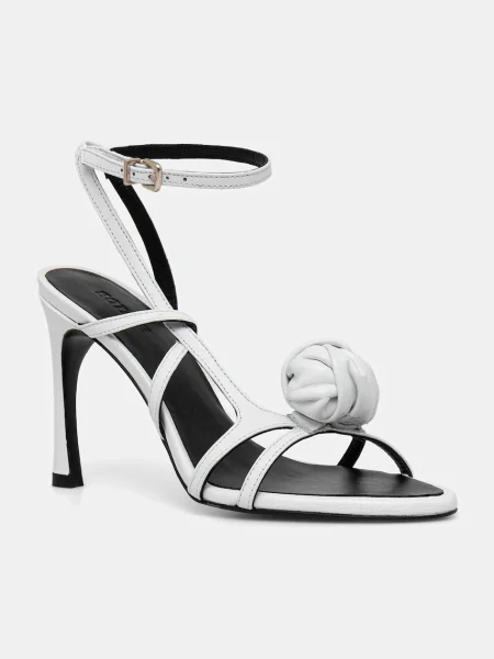 Rotate sandale de piele alb