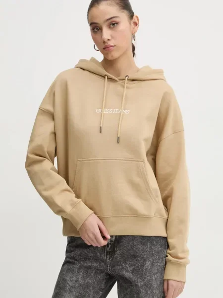 Guess Jeans bluza z kapturem beżowy
