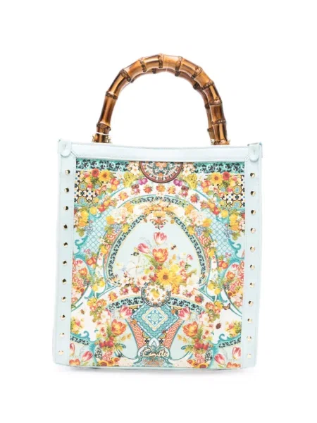 Shopper torbica Camilla s cvjetnim printom s printom od bambusa plava