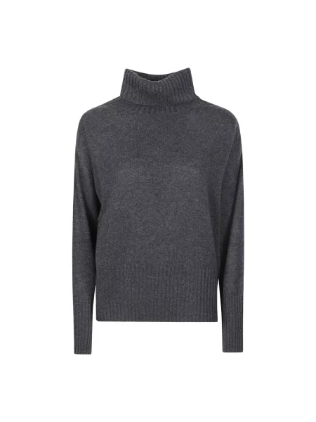 Lniany sweter z golfem Aragona szary